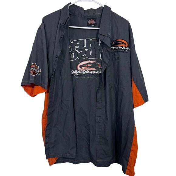 Harley Davidson Screaming Eagle Short Sleeve Button Down Shirt - Picture 1 of 6
